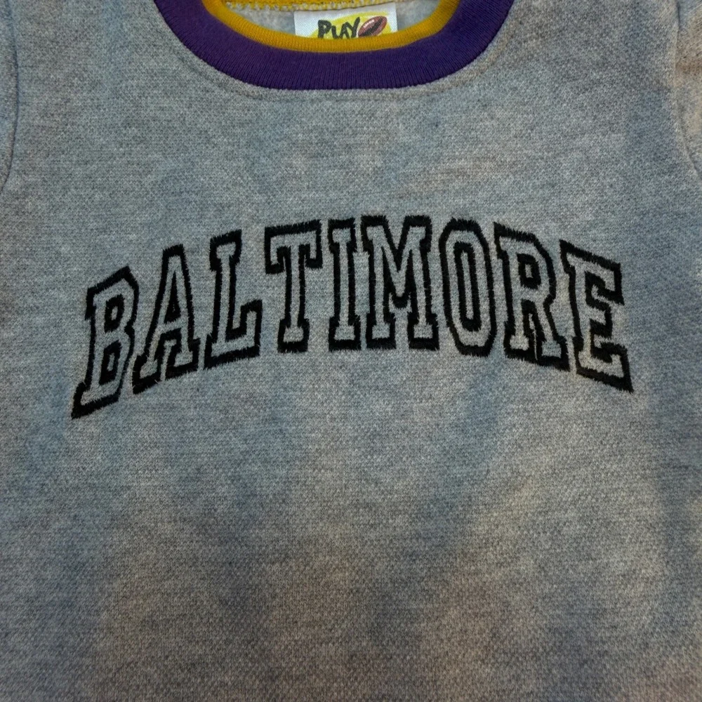 Baltimore Ravens NFL Play Football Bodysuit Baby 6/9 Mos Gray Long Sleeve Fleece